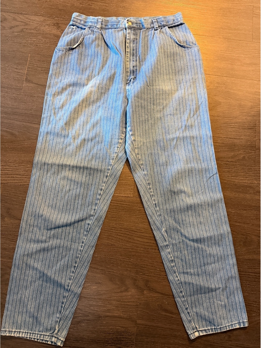 80s Vintage Pizzazz High Waisted Striped Mom Jeans 32